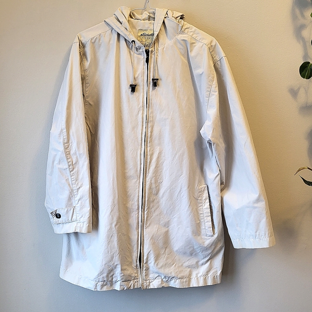 Eddie Bauer Lightweight Tan Hooded Windbreaker Jacket